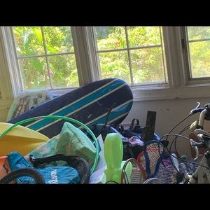 Bikes, surf board (beginner), scooters alike